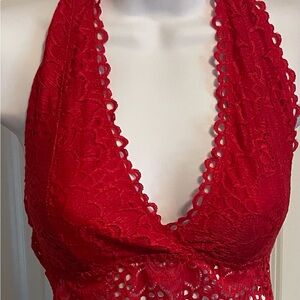 Zenana Outfitters Red Lace Halter Bralette
